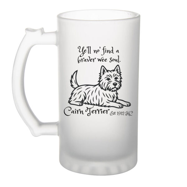Braver Wee Soul – Cairn Terrier - Frosted Glass Beer Mug Thumbnail