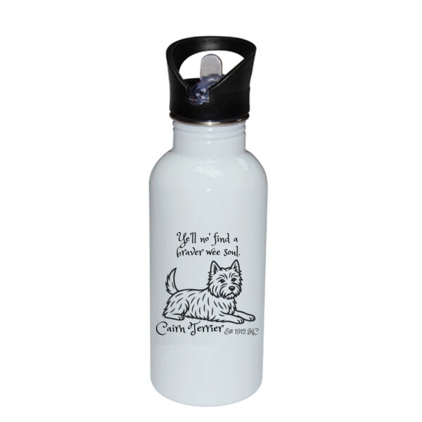 Braver Wee Soul – Cairn Terrier - Stainless Bottle with Straw Top Thumbnail