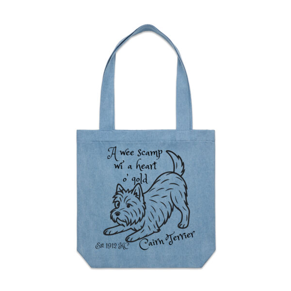 A Heart o’ Gold – Cairn Terrier - AS Colour Denim Carrie Tote Thumbnail