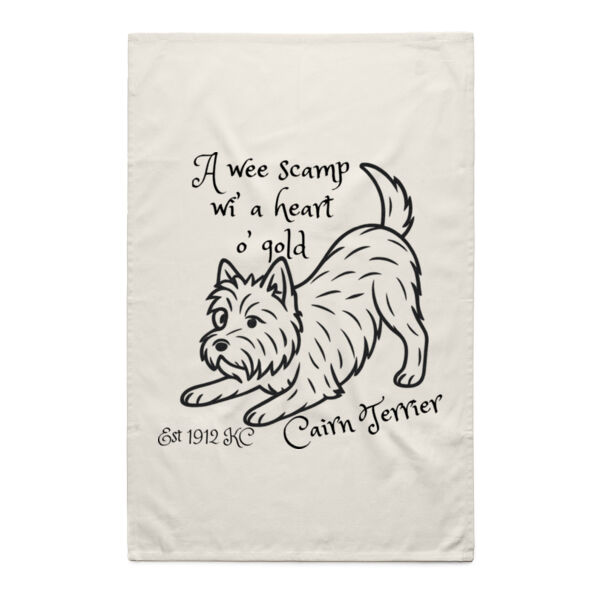 A Heart o’ Gold – Cairn Terrier - Natural Tea Towel Thumbnail