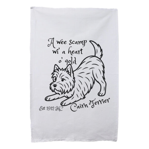 A Heart o’ Gold – Cairn Terrier - White Tea Towel Thumbnail