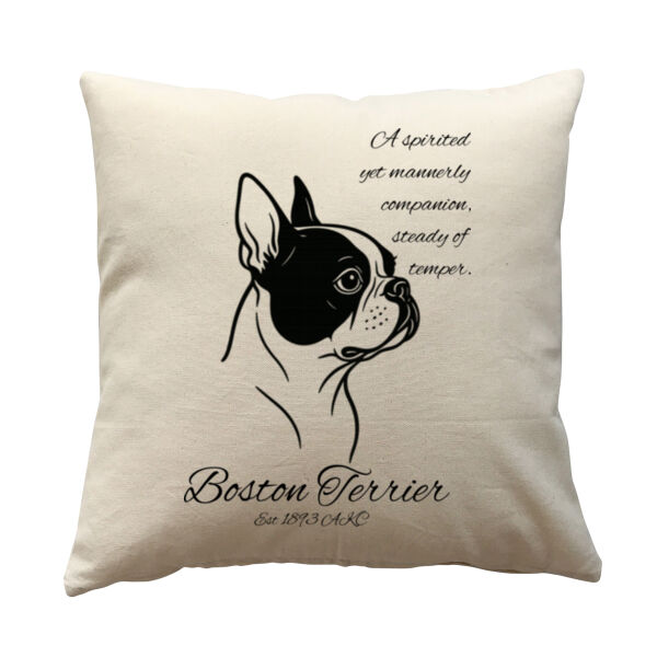 A Spirited Companion – Boston Terrier - Cushion cover Thumbnail