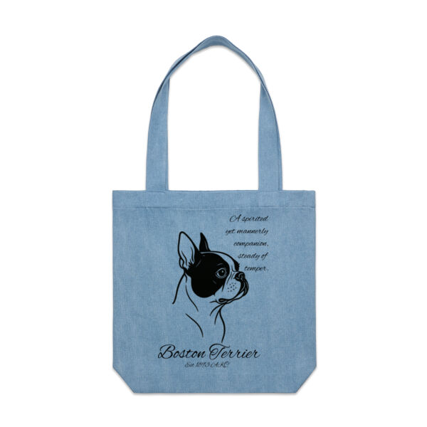 A Spirited Companion – Boston Terrier - AS Colour Denim Carrie Tote Thumbnail