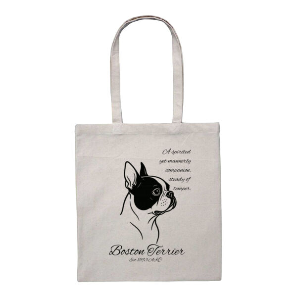A Spirited Companion – Boston Terrier - Heavy Duty Canvas Tote with Gusset  Thumbnail
