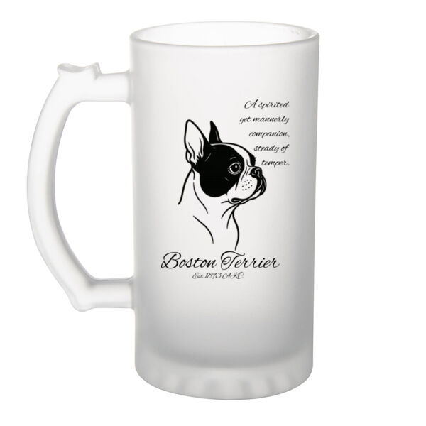 A Spirited Companion – Boston Terrier - Frosted Glass Beer Mug Thumbnail
