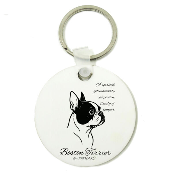 A Spirited Companion – Boston Terrier - Round Key Ring Thumbnail