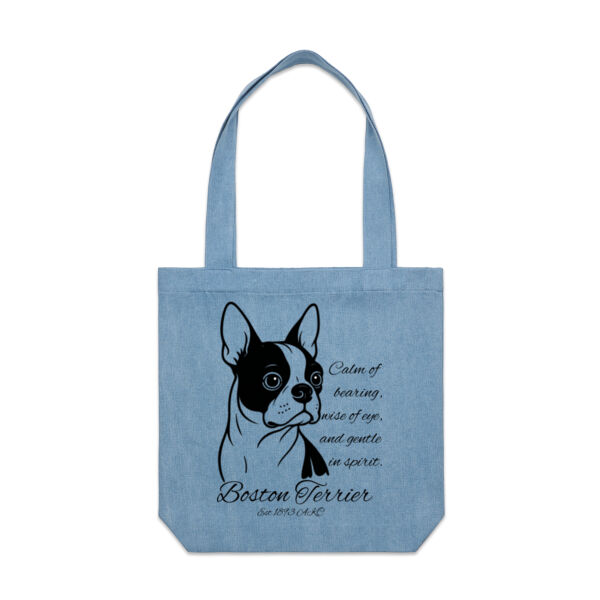 Calm of Bearing – Boston Terrier - AS Colour Denim Carrie Tote Thumbnail