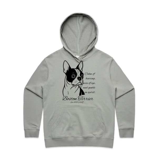 Calm of Bearing – Boston Terrier - AS Colour Womens Premium Hood Thumbnail