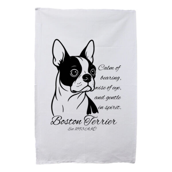 Calm of Bearing – Boston Terrier - White Tea Towel Thumbnail