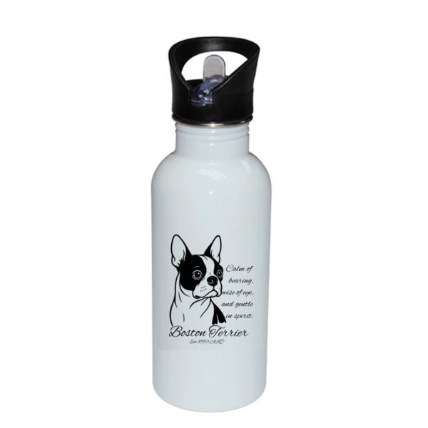 Calm of Bearing – Boston Terrier - Stainless Bottle with Straw Top Thumbnail