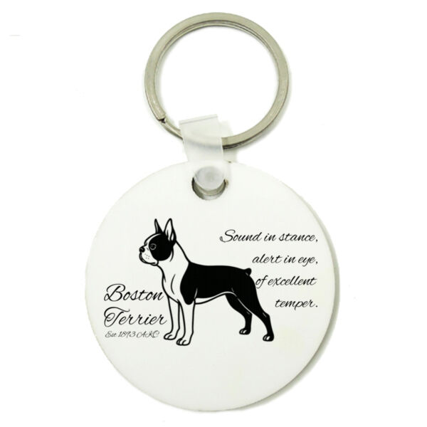 Sound in Stance – Boston Terrier - Round Key Ring Thumbnail