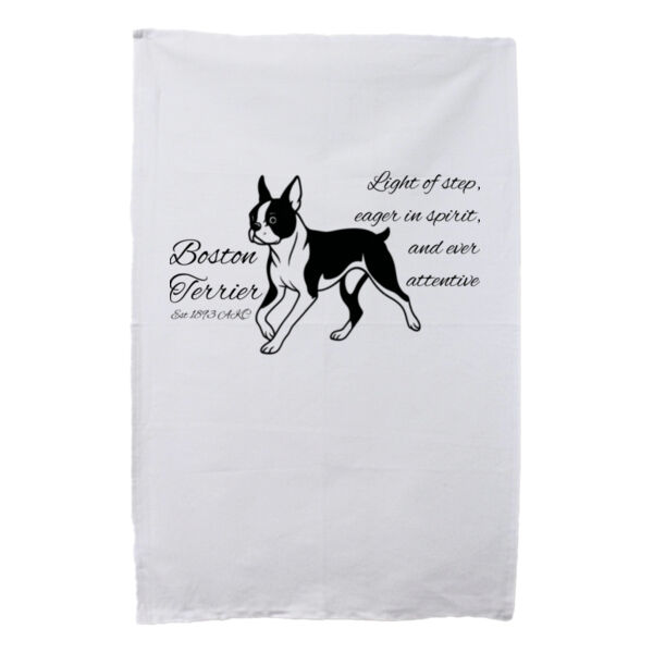 Light of Step – Boston Terrier - White Tea Towel Thumbnail