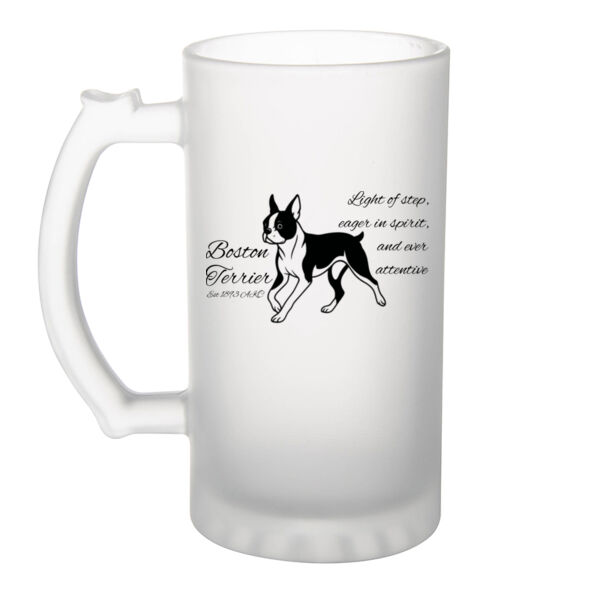 Light of Step – Boston Terrier - Frosted Glass Beer Mug Thumbnail