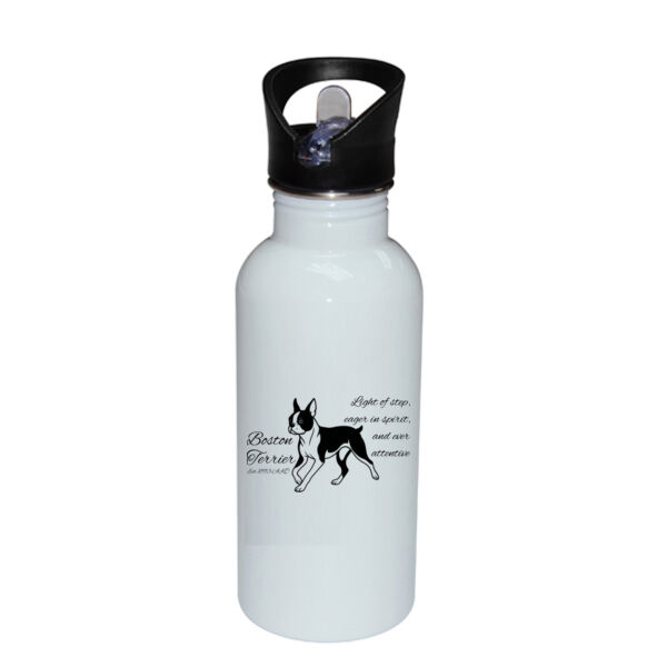 Light of Step – Boston Terrier - Stainless Bottle with Straw Top Thumbnail