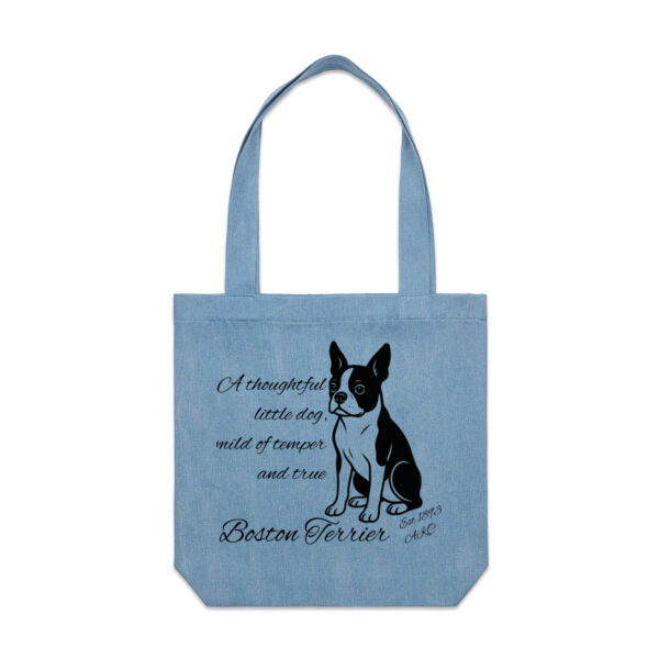 A Thoughtful Little Dog – Boston Terrier - AS Colour Denim Carrie Tote Thumbnail