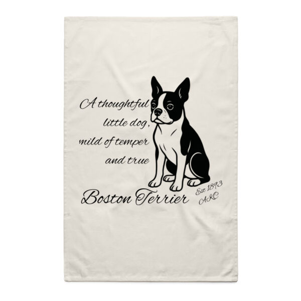 A Thoughtful Little Dog – Boston Terrier - Natural Tea Towel Thumbnail