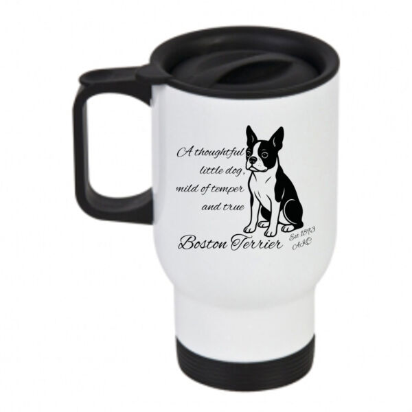 A Thoughtful Little Dog – Boston Terrier - Travel Mug Thumbnail
