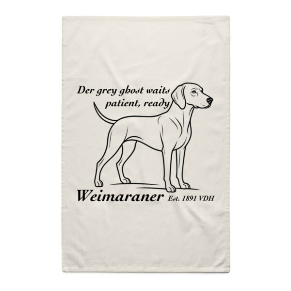 The Grey Ghost Waits – Weimaraner - Natural Tea Towel Thumbnail