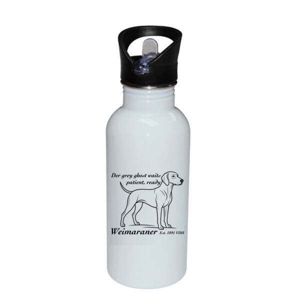 The Grey Ghost Waits – Weimaraner - Stainless Bottle with Straw Top Thumbnail