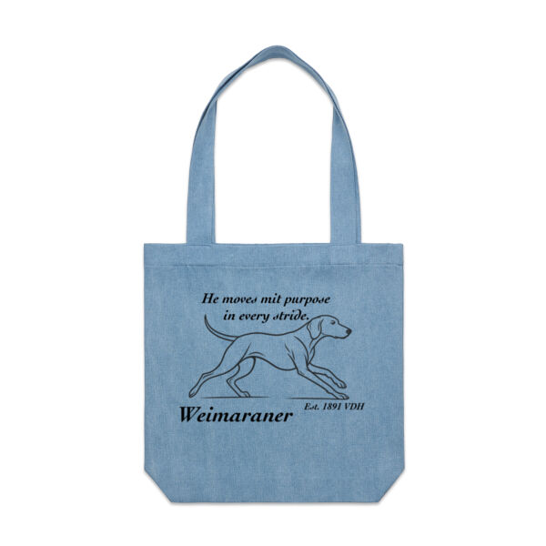 Purpose in Every Stride – Weimaraner - AS Colour Denim Carrie Tote Thumbnail