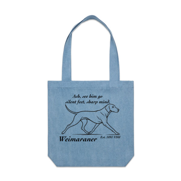 Silent Feet, Sharp Mind – Weimaraner - AS Colour Denim Carrie Tote Thumbnail
