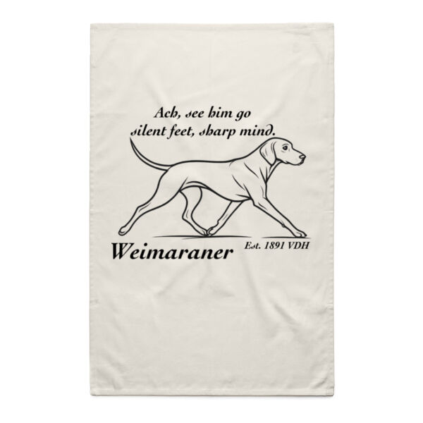 Silent Feet, Sharp Mind – Weimaraner - Natural Tea Towel Thumbnail