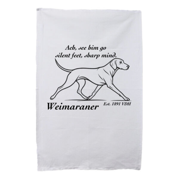 Silent Feet, Sharp Mind – Weimaraner - White Tea Towel Thumbnail