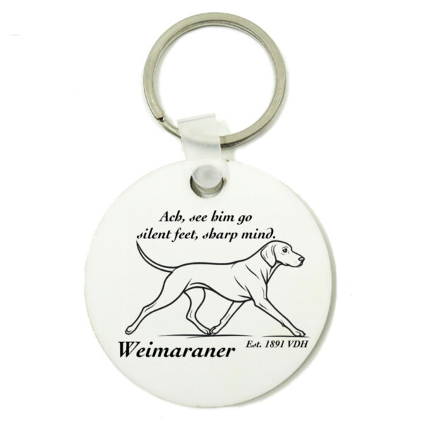 Silent Feet, Sharp Mind – Weimaraner - Round Key Ring Thumbnail