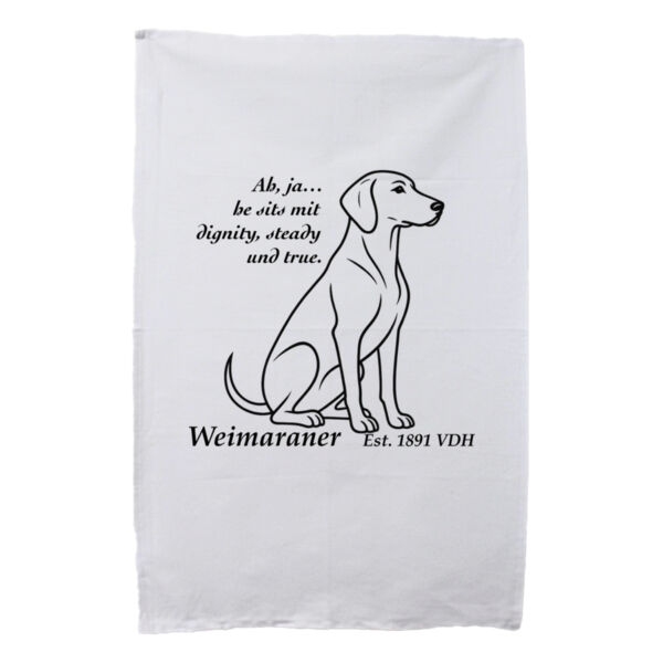 Dignity in Stillness – Weimaraner - White Tea Towel Thumbnail