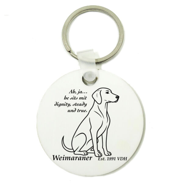 Dignity in Stillness – Weimaraner - Round Key Ring Thumbnail