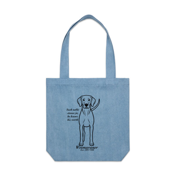 Noble Stance – Weimaraner - AS Colour Denim Carrie Tote Thumbnail
