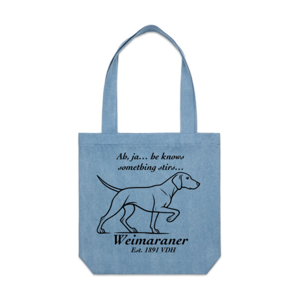 Something Stirs – Weimaraner - AS Colour Denim Carrie Tote Thumbnail