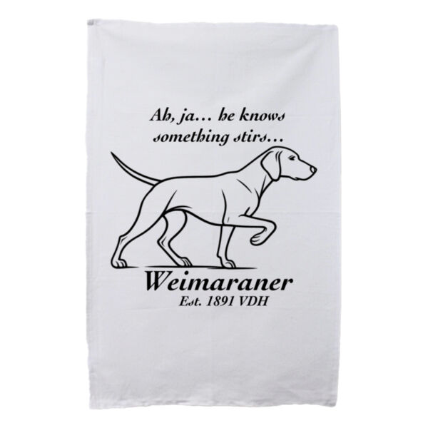 Something Stirs – Weimaraner - White Tea Towel Thumbnail