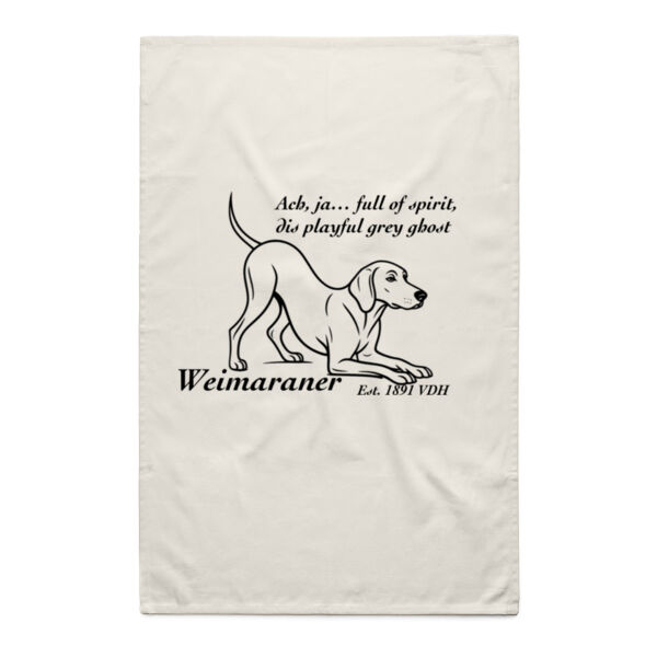 Playful Grey Ghost – Weimaraner - Natural Tea Towel Thumbnail