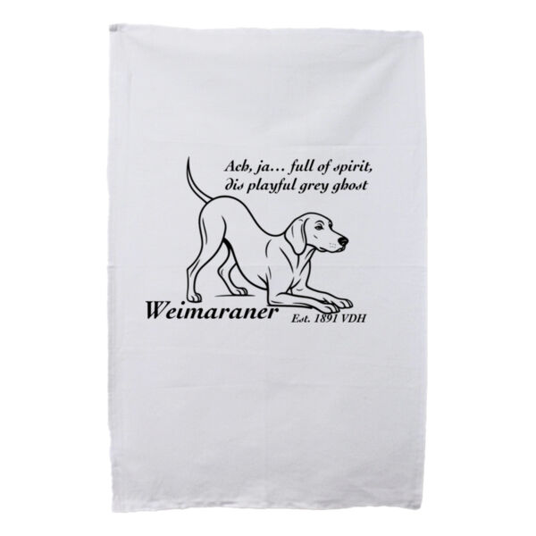 Playful Grey Ghost – Weimaraner - White Tea Towel Thumbnail