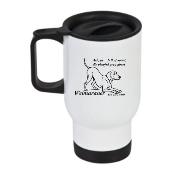 Playful Grey Ghost – Weimaraner - Travel Mug Thumbnail