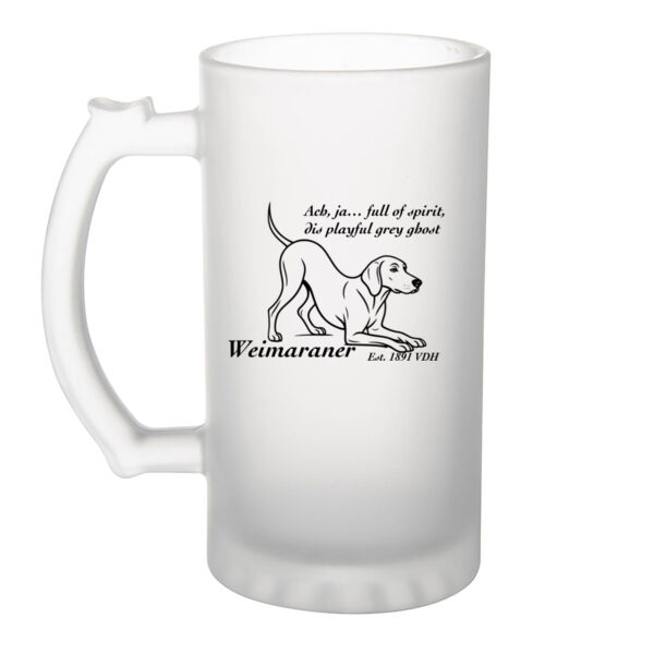 Playful Grey Ghost – Weimaraner - Frosted Glass Beer Mug Thumbnail