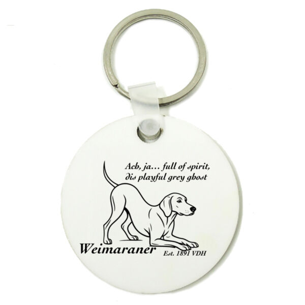 Playful Grey Ghost – Weimaraner - Round Key Ring Thumbnail