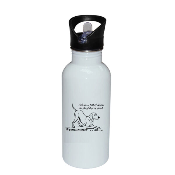 Playful Grey Ghost – Weimaraner - Stainless Bottle with Straw Top Thumbnail