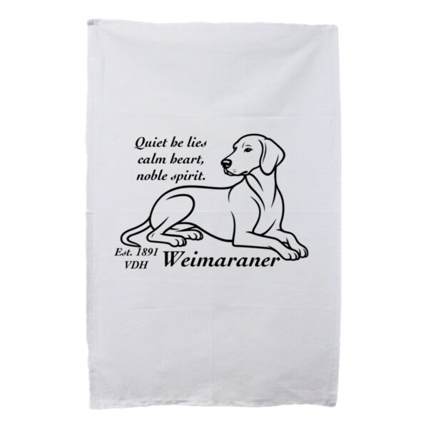 Calm Heart, Noble Spirit – Weimaraner - White Tea Towel Thumbnail