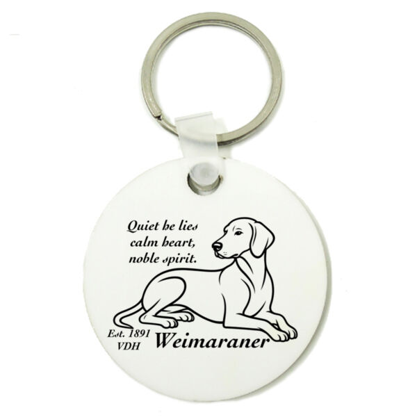 Calm Heart, Noble Spirit – Weimaraner - Round Key Ring Thumbnail