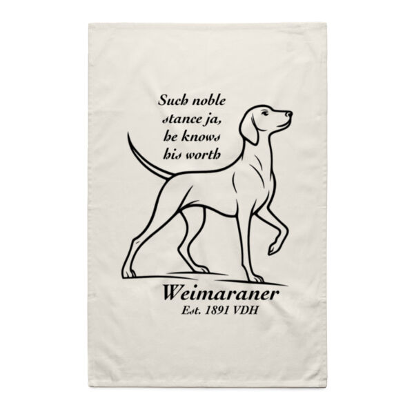 Knows His Worth – Weimaraner - Natural Tea Towel Thumbnail