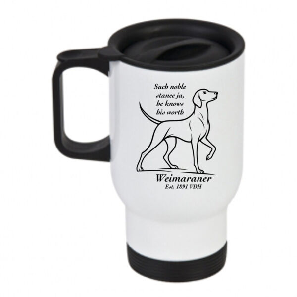 Knows His Worth – Weimaraner - Travel Mug Thumbnail