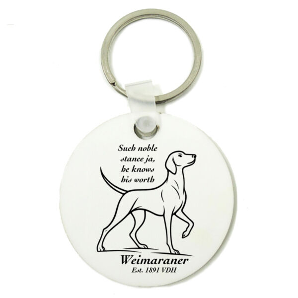 Knows His Worth – Weimaraner - Round Key Ring Thumbnail
