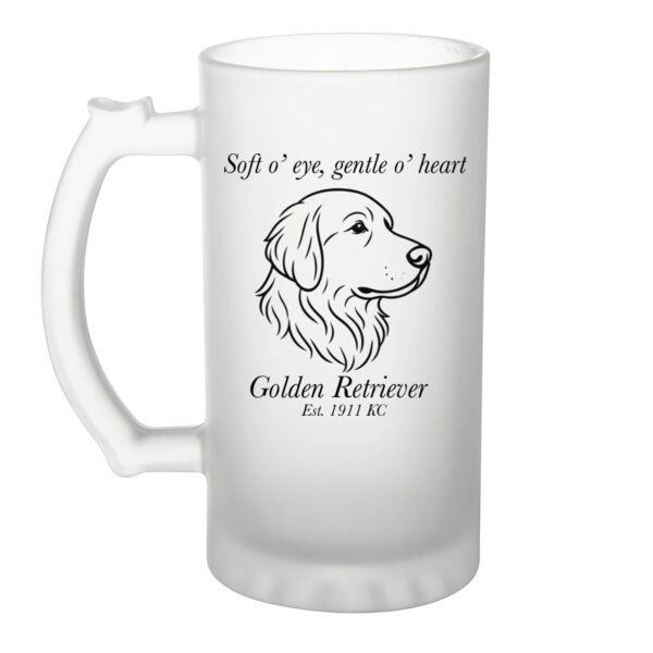 Gentle o’ Heart – Golden Retriever - Frosted Glass Beer Mug Thumbnail