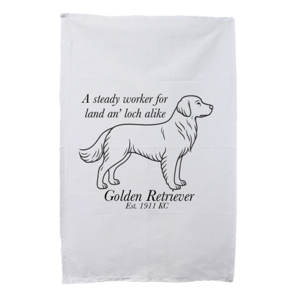 Land an’ Loch Alike – Golden Retriever - White Tea Towel Thumbnail